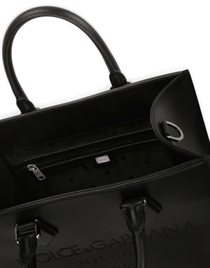 CALFSKIN EDGE SHOPPER WITH LOGO