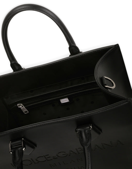 CALFSKIN EDGE SHOPPER WITH LOGO