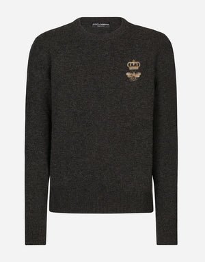 CREWNECK WOOL SWEATER WITH EMBROIDERY