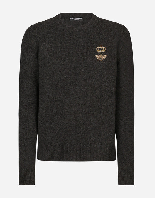 CREWNECK WOOL SWEATER WITH EMBROIDERY