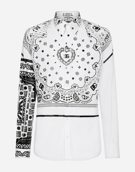 COTTON MARTINI-FIT SHIRT WITH BANDANNA PRINT