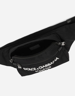 SMALL NYLON BELT BAG WITH RUBBERIZED LOGO