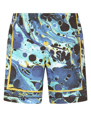 MID-LENGTH SWIM TRUNKS WITH MARBLED PRINT