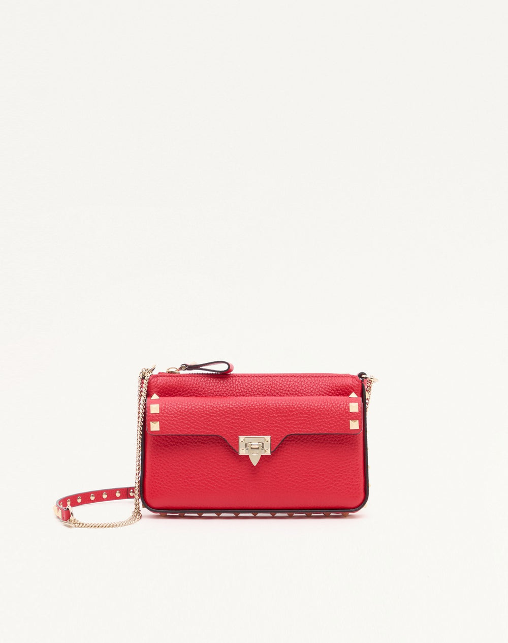 POUCH CON CATENA ROCKSTUD IN VITELLO GRANATO
