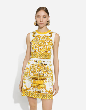 SHORT MAJOLICA-PRINT BROCADE DRESS