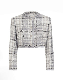 SHORT CROPPED JACKET IN RACHEL TWEED WITH LUREX CHECK PATTERN