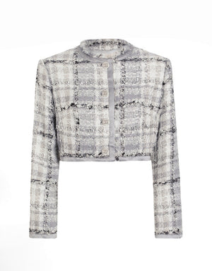 SHORT CROPPED JACKET IN RACHEL TWEED WITH LUREX CHECK PATTERN