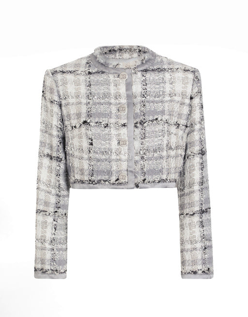 SHORT CROPPED JACKET IN RACHEL TWEED WITH LUREX CHECK PATTERN