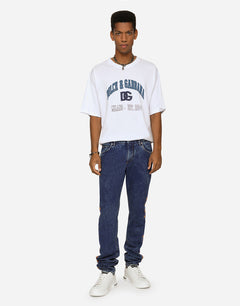 LIGHT BLUE SLIM-FIT JEANS WITH BRANDED BANDS