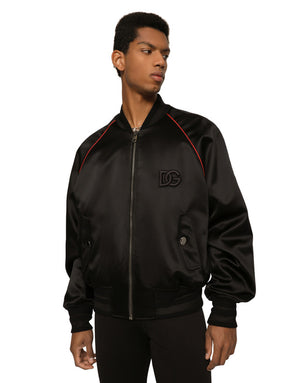 SATIN JACKET WITH EMBROIDERED DG PATCH