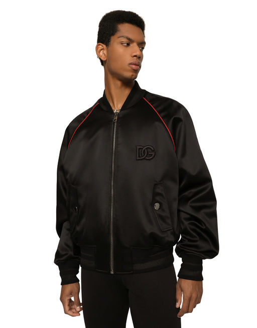 SATIN JACKET WITH EMBROIDERED DG PATCH