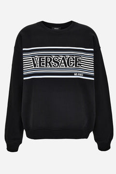 Sweatshirt In Non-Brushed Sweat Fabric-Stripe Versace Print