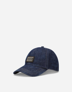 DENIM BASEBALL CAP WITH LOGO TAG