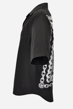Informal Shirt In Cotton Poplin-Silk Twill Medusa Chain Print And Versace Stamp Embroidery