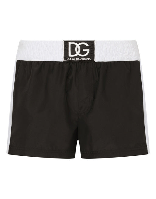 TWO-TONE SHORT SWIM TRUNKS WITH DG PATCH