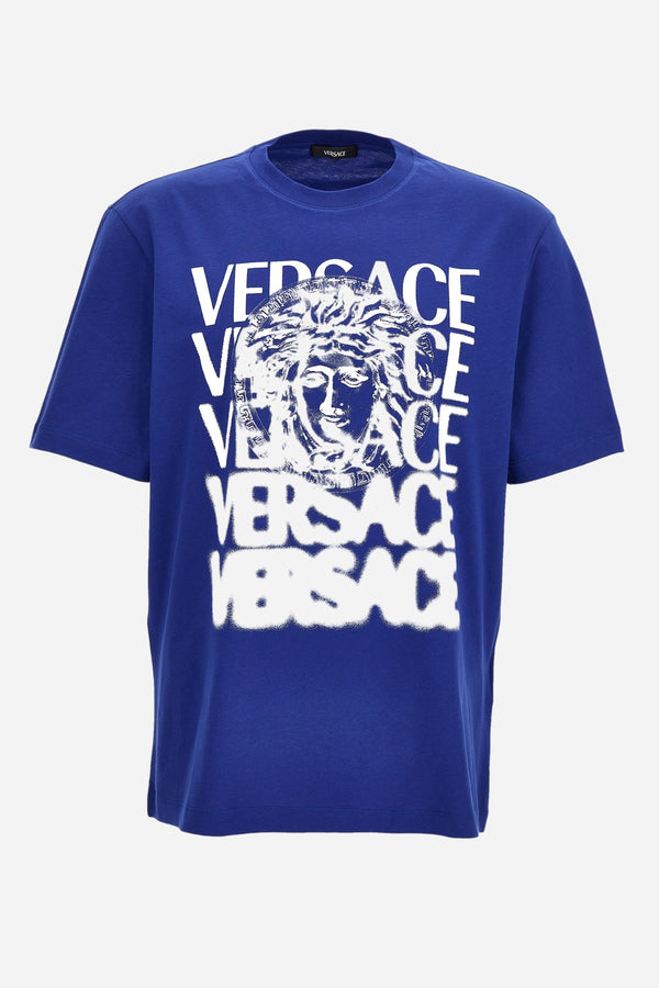 T-Shirt In Jersey Fabric-Medusa Medallion Print