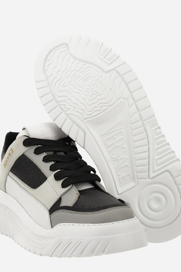 Oversize Court Sneaker In Calf Leather-Fabric