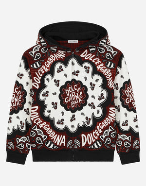 JERSEY HOODIE WITH BANDANNA PRINT
