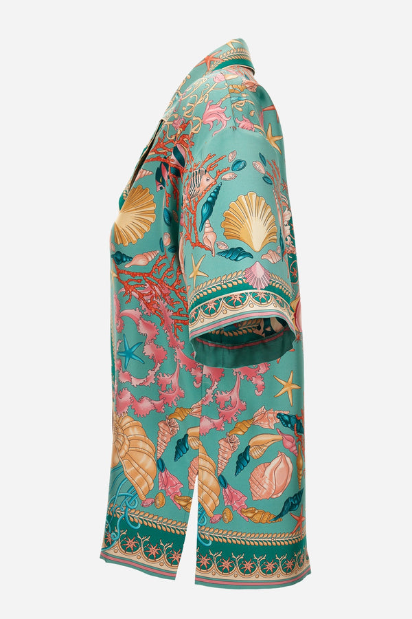 Informal Shirt In Underwater Barocco Foulard On Silk Twill