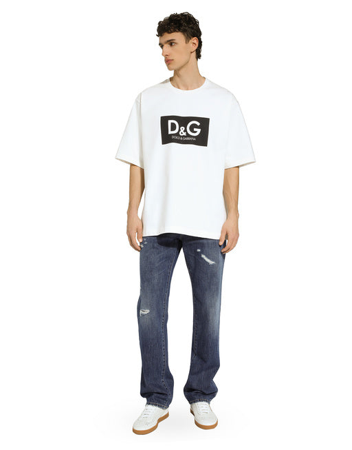 COTTON T-SHIRT WITH D&G PRINT