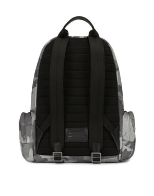 CAMOUFLAGE-PRINT NYLON BACKPACK WITH BRANDED TAG