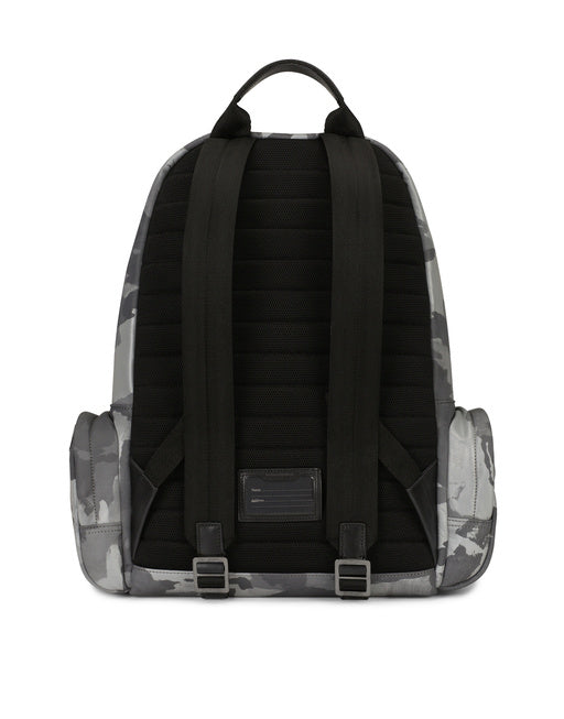 CAMOUFLAGE-PRINT NYLON BACKPACK WITH BRANDED TAG