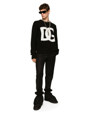 ROUND-NECK WOOL SWEATER WITH DG LOGO INLAY
