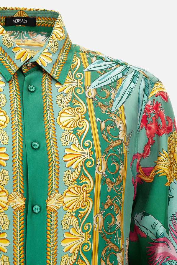 Informal Shirt In Barocco Palm Print Silk Fabric