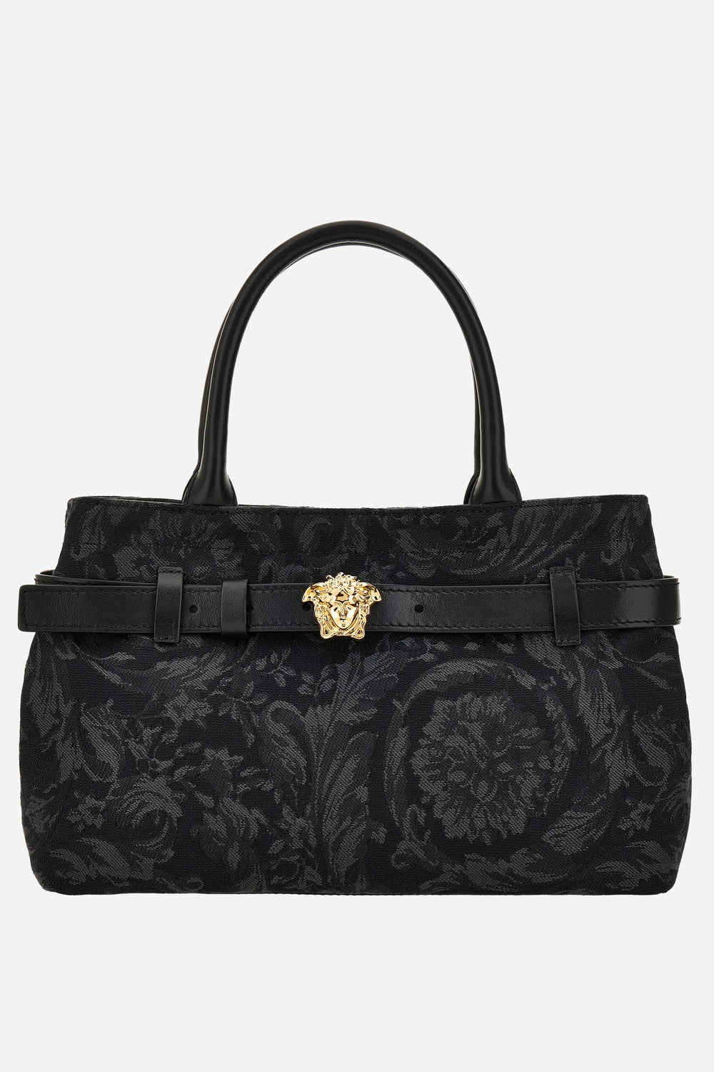 La Medusa Small Tote In Jacquard Fabric-Calf Leather