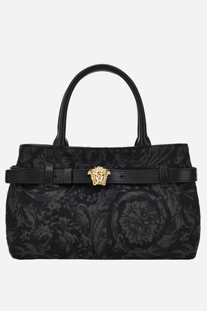 La Medusa Small Tote In Jacquard Fabric-Calf Leather