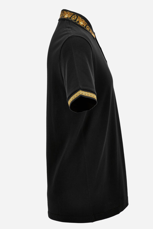 Polo In Piquet Fabric + Statue Crest Print Details