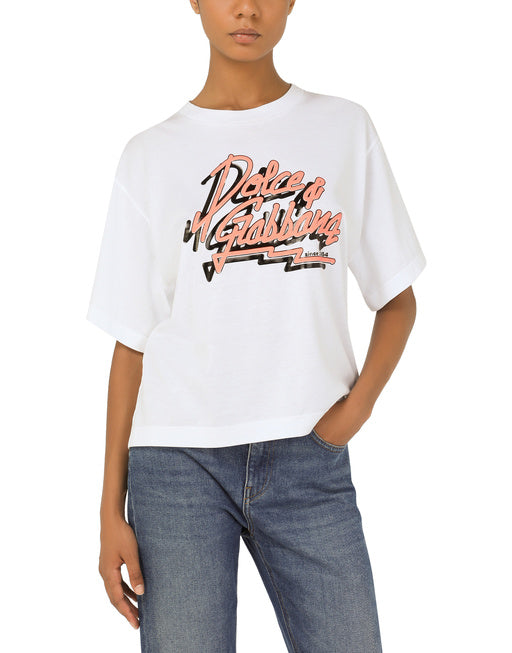 JERSEY T-SHIRT WITH “DOLCE GABBANA” PRINT