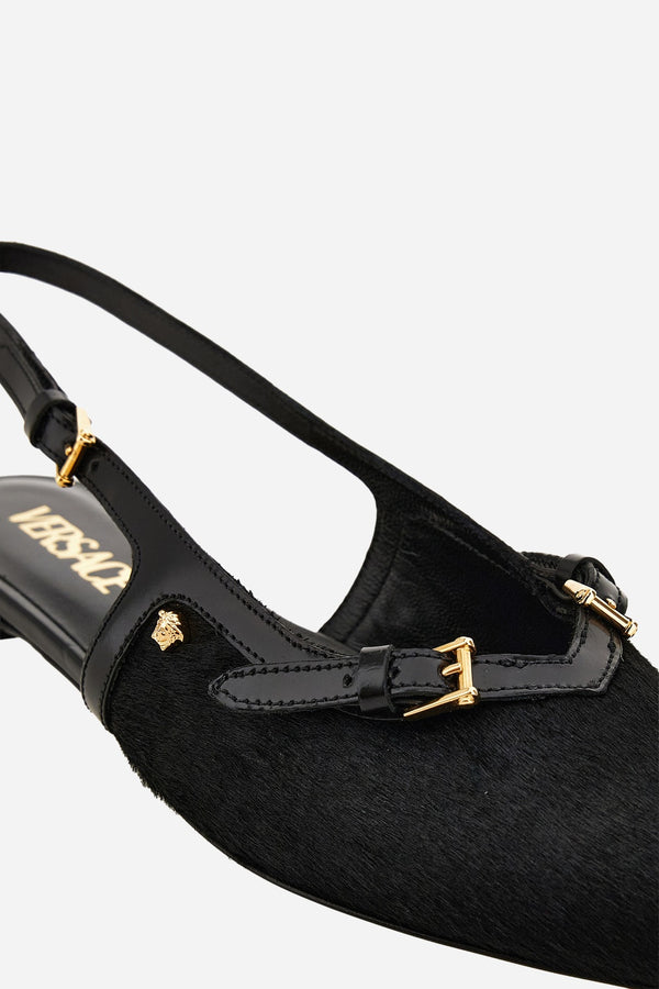 Versace Point Sling Back H.05 In Calf Leather