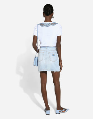 JERSEY T-SHIRT WITH DG LOGO AND LACE INSERTS