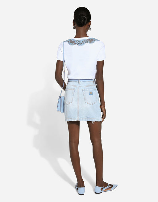 JERSEY T-SHIRT WITH DG LOGO AND LACE INSERTS