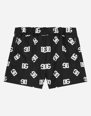 QUILTED NYLON SHORTS WITH DG LOGO PRINT