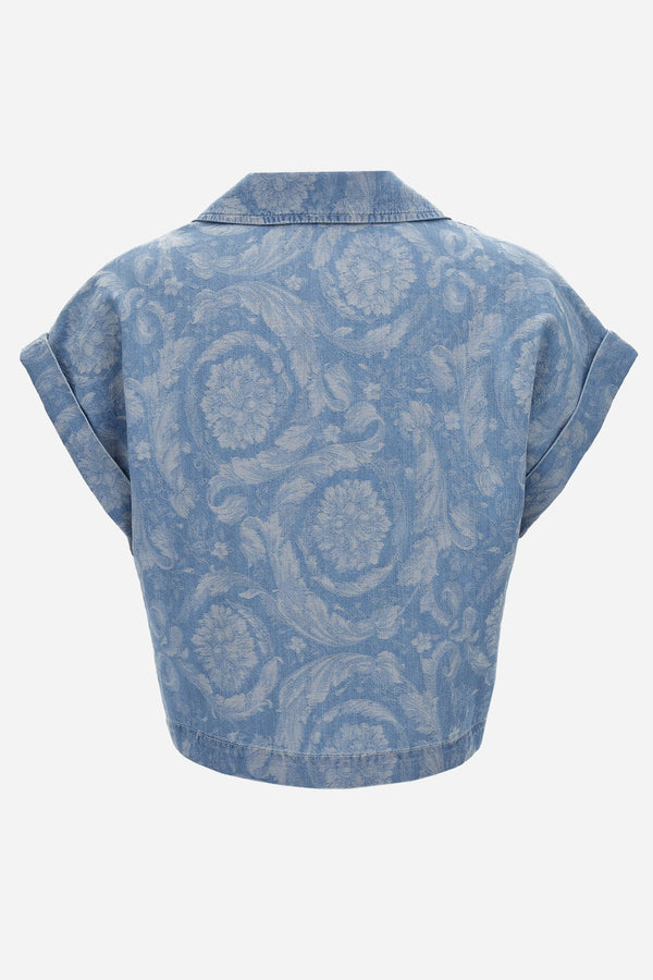 Shirt Denim In Chambray Jacquard Barocco Boston