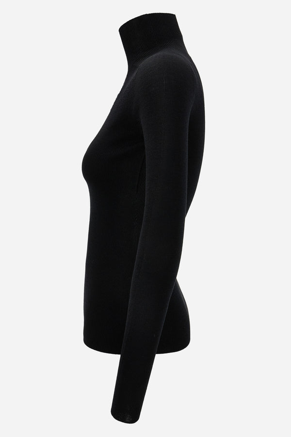 Knit Sweater In Seamless Ribs Merinos Wool Rws