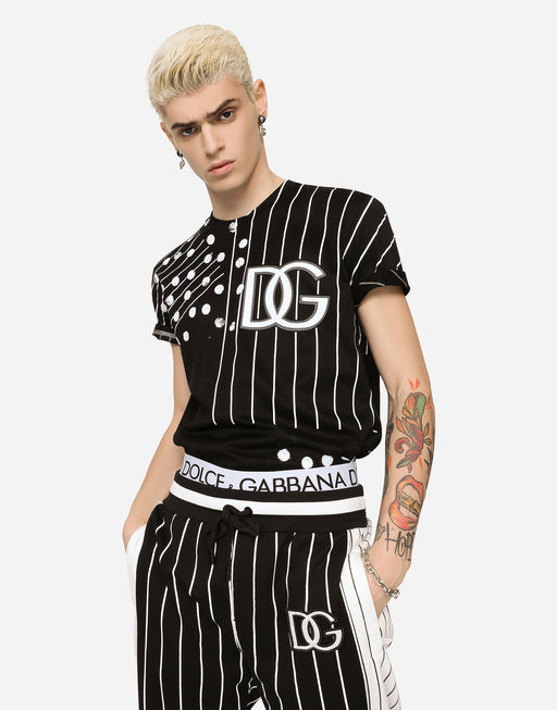 PRINTED COTTON T-SHIRT WITH DG LOGO