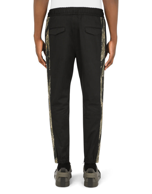 STRETCH COTTON JOGGING PANTS WITH BANDS