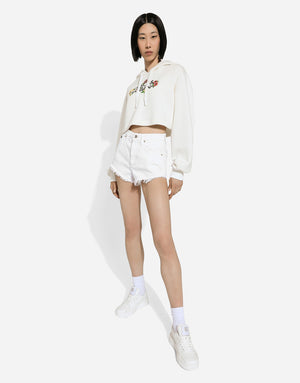 CROPPED SWEATSHIRT WITH FLOWER PRINT
