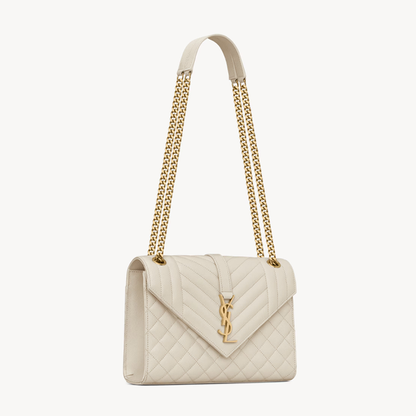 Envelope Medium in pelle trapuntata Grain de Peudre