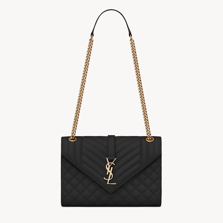 Envelope Medium in pelle trapuntata Grain de Peudre