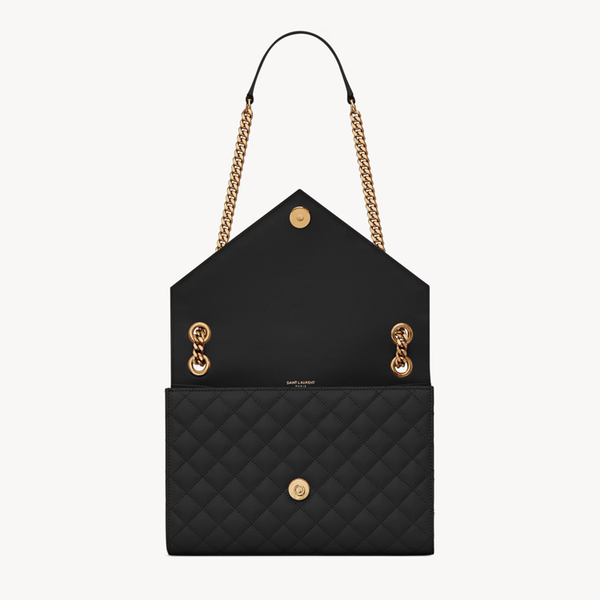 Envelope Medium in pelle trapuntata Grain de Peudre