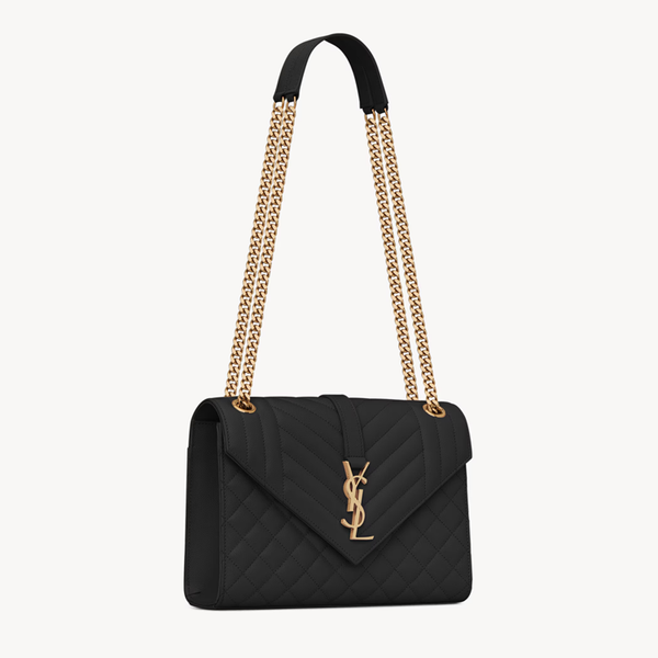 Envelope Medium in pelle trapuntata Grain de Peudre