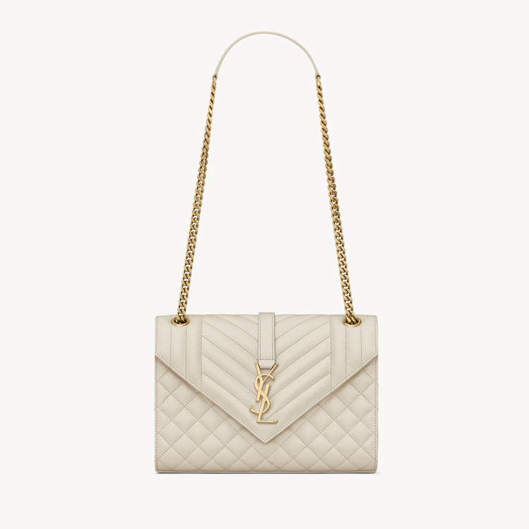 Envelope Medium in pelle trapuntata Grain de Peudre