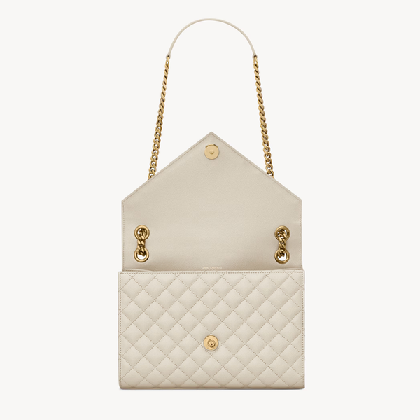 Envelope Medium in pelle trapuntata Grain de Peudre