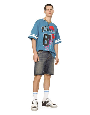 STRETCH LIGHT BLUE WASH DENIM SHORTS