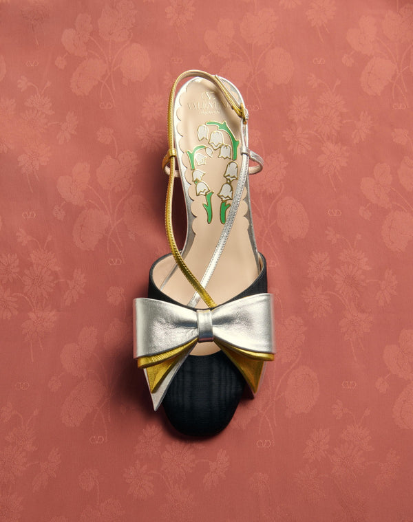 Décolleté Slingback Bowow In Tessuto Moirè 45Mm