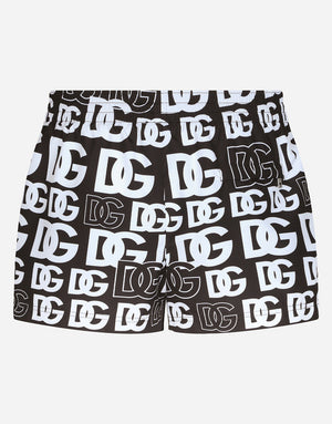 SHORT SWIM TRUNKS WITH ALL-OVER DG PRINT